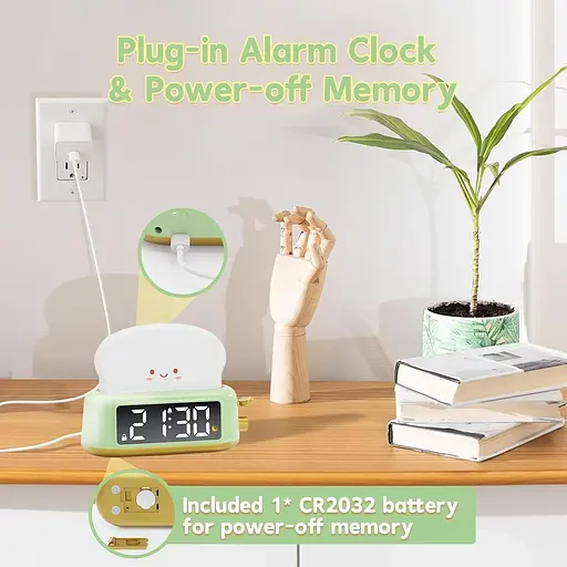 Дитячий будильник у вигляді тосту таймер, повтор, регульована яскравість - фото 6