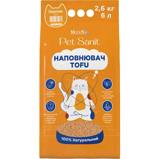 Наполнитель ModeS Tofu PetSanit персик 2.6 кг