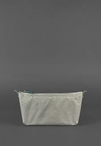 Шкіряна плетена жіноча сумка Пазл S зелена Krast - фото 4