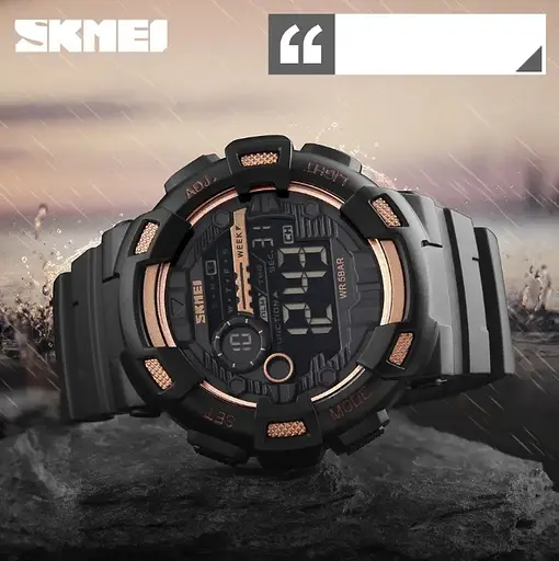Чоловічий наручний годинник Skmei Champion 1243A Чорний з золотим - фото 5