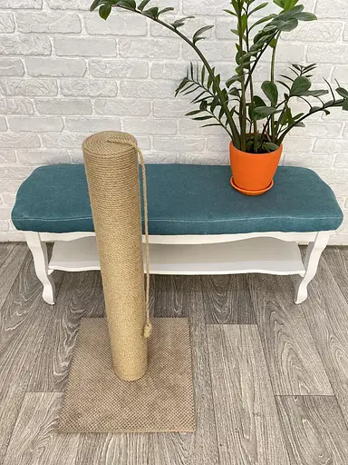 Когтеточка столбик на подставке (джут) 82х40х40 см Бежевый - фото 2