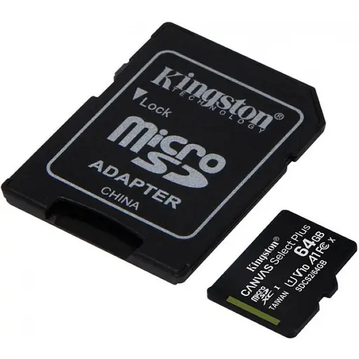 Карта памяти Kingston microSDXC 64GB Class 10 UHS-I U1 V10 A1 + SD-adapter (SDCS2/64GB) - фото 2