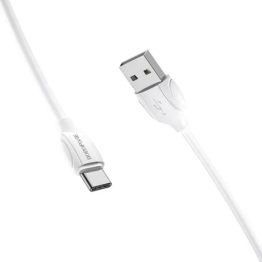 Кабель BOROFONE BX19 USB to Type-C 3A, 1m, PVC, TPE connectors, White - фото 1