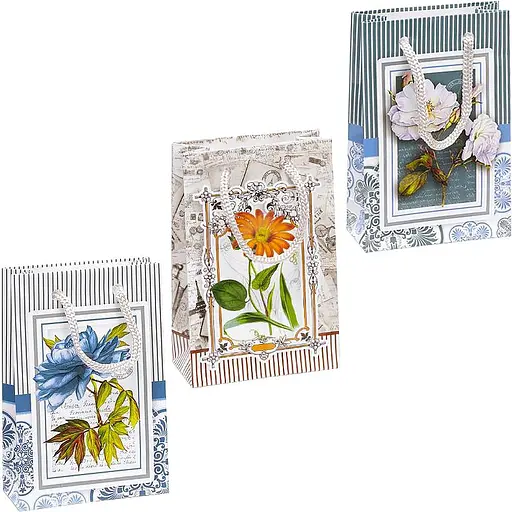 Пакет подарочный "Цветы" 0003, Мини 8 х 12 х 3,5см Микс - фото 1