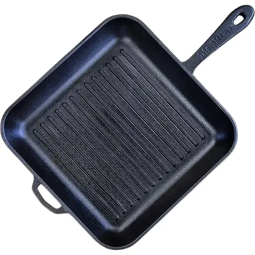 Сковорода Maysternya чугунная 28x28 см квадратная гриль с металлической ручкой (280-280-40MRgrill)