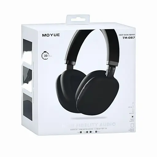Навушники TM-087, Bluetooth дальність дії до 10 м, 20 Гц - 20 000 Гц, пластик, м’які амбушюри, чорні - фото 3