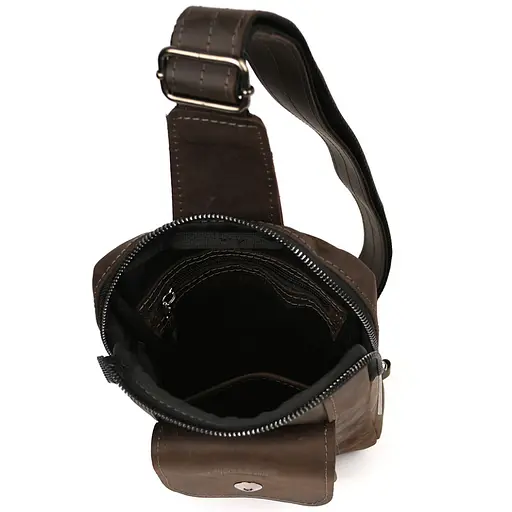 Мужской коричневый слинг из кожи крейзи хорс TARWA 27.5х18х4 см sum0028235 - фото 6