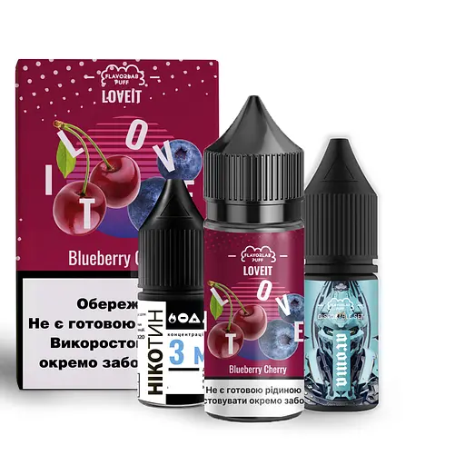 Набор компонентов для самозамеса солевой заправки заправки для вейпа Flavorlab Love it 30 мл, 0-50 мг Blueberry Cherry Черника Вишня (15412)