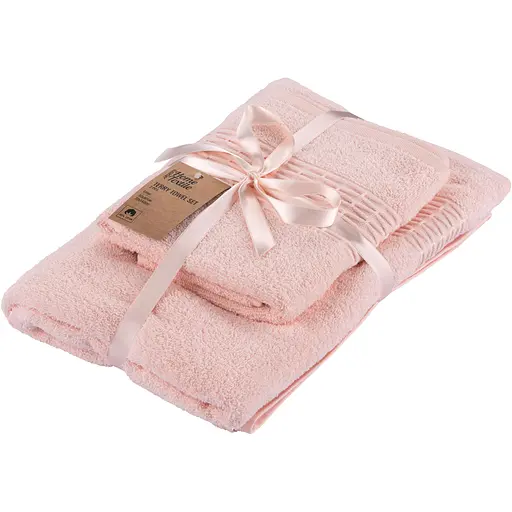 Набор полотенец махровых Ardesto Lotus 50х90 см 70х140 см 2 шт. 100% хлопок пудровый (ART2357PW)  - фото 1