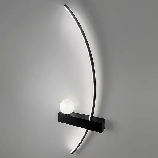 Черное дуговое бра с белым плафоном в правом корпусе 80 см Line F Арт. WJ113/800 R BK (правий) - фото 4