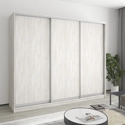 Шафа-купе тридверна MebelStar Комбо AL 3ДСП 250x60x210 см Аляска сірий (MBS-3333)