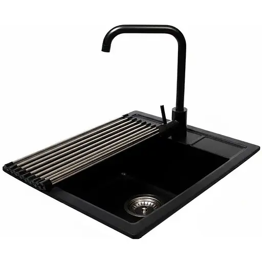 Комплект гранітна мийка + змішувач Romzha Adiere Antracit (B) - фото 1