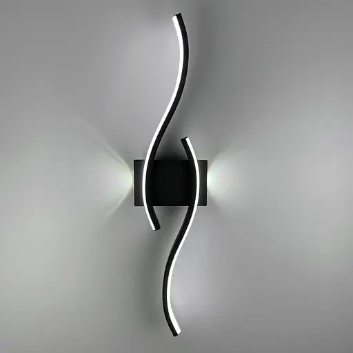 Хвилеподібний настінний чорний світильник Line F довжина 60 см Арт. WM27/600 - фото 7