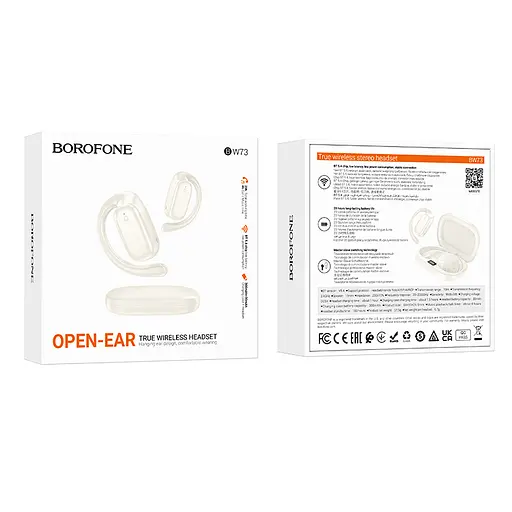 Бездротові навушники BOROFONE BW73 Lucky Open True Wireless BT headset Milky White - фото 6