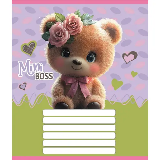 Зошит учнівський "Міні ведмедики" Leader 012-510157C-4 в косу лінію, 12 аркушів (959051) - фото 1