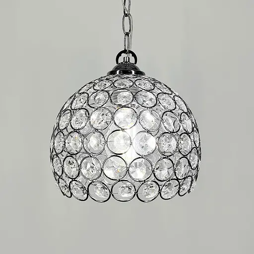 Хромований підвісний світильник із декоративним кришталем Ø 20 см | Line F | Арт. 402/1M CH - фото 4