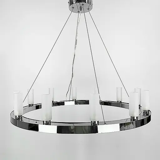 Подвесная серебряная кольцевая люстра RENNES ROUND 80 см 12 плафонов Line.F MJ 111-800 - фото 1