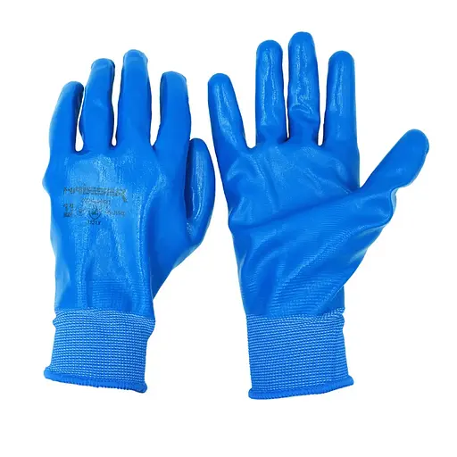 Рукавички поліестер сині з повним гладким нітриловим покриттям Haisser 211437 (147548) - фото 2