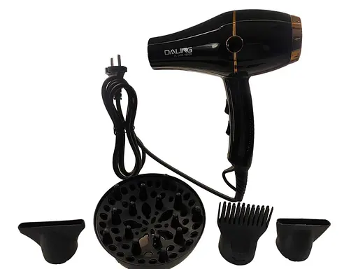 Фен стайлер для волосся Daling DL - 3006 Концентратор 2 швидкості 3 режими температури 4000Вт Чорний/Золото - фото 3