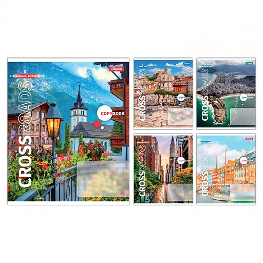 Зошити учнівські 36 аркушів лінія 1B Crossroads, 15 шт. в упаковці