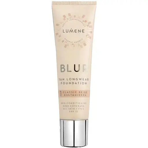 Тональная основа Lumene Blur 16H Longwear Foundation SPF15 тон 1 (Classic Beige) 30 мл - фото 1