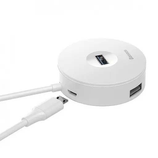 Usb розгалужувач - перехідник Baseus Round Box Hub Adapter (Type-C to Usb3.0x1 + Usb2.0x3) білий - фото 3