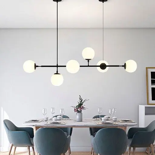 Люстра видовжена в чорному корпусі на 6 плафонів (тип A) Line.F SGJ 7/6A BK+BK - фото 1