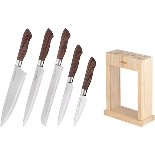 Набір ножів з бамбуковим блоком Ardesto Midori нержавіюча сталь 6 предметів коричневі (AR2105GR) - фото 3
