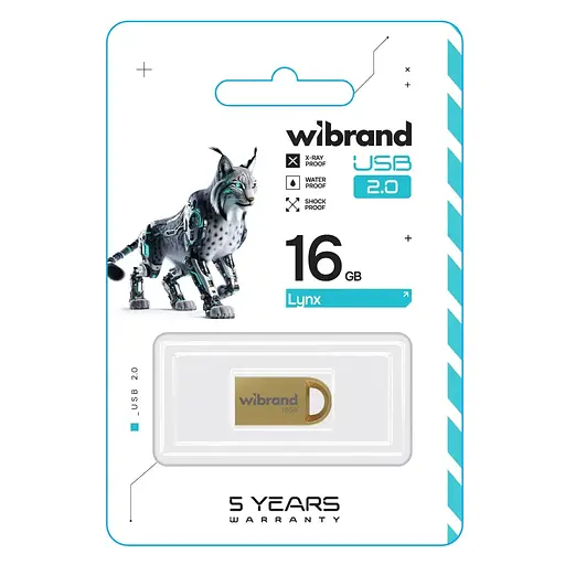 USB флеш накопитель Wibrand 16GB lynx Gold USB 2.0 (WI2.0/LY16M2G) - фото 2