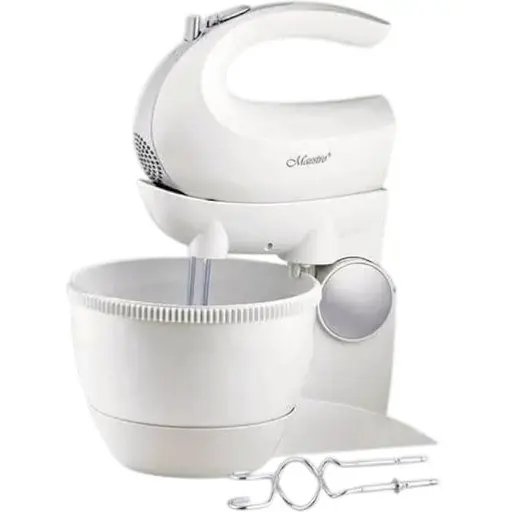 Ручний міксер з чашею Maestro MR-556 для дому 5 швидкостей 2 насадки Білий 600 Вт - фото 1