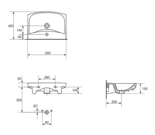 Умывальник мебельный Cersanit Carina 55 см с отверстием Белый K31-005 30412 - фото 4