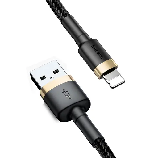 Кабель Baseus Cafule Lightning USB 2.4 A 1 м Black-Gold CALKLF-BV1 - фото 1