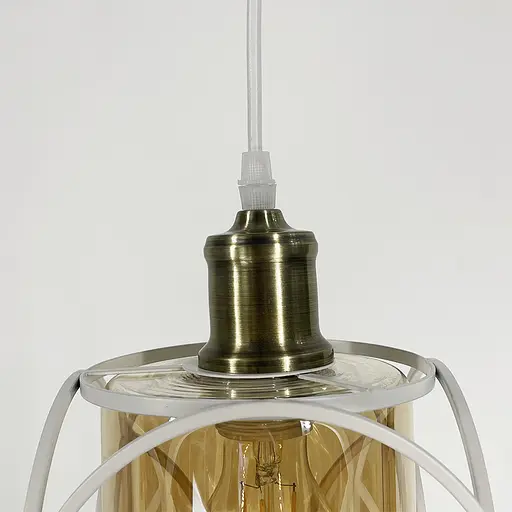 Стильний білий підвіс з серії Лофт із янтарним плафоном Line.F 12055/1 WT+AM - фото 3