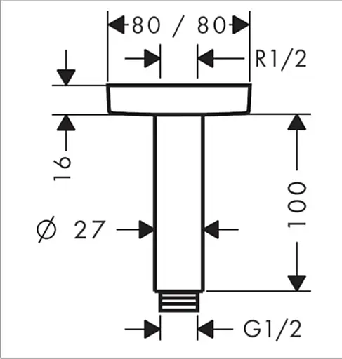Кронштейн для верхнего душа Hansgrohe 100 мм хром 27467000 Хром - фото 2
