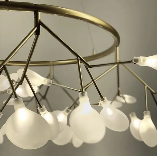 Современная люстра-кольцо золотистого цвета на 27 ламп Line.F Цвет плафона Графитовый - фото 6