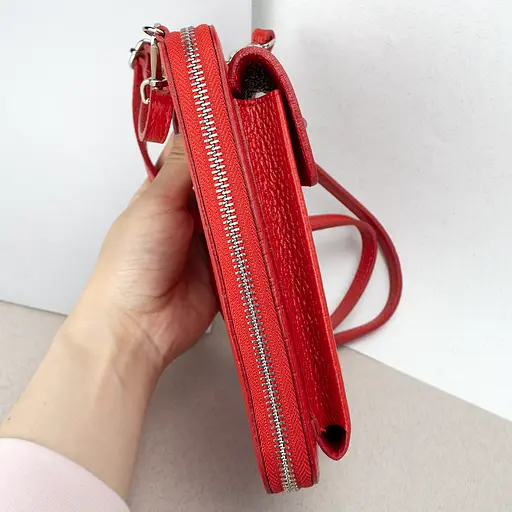 Гаманець з чохлом для телефону з ручкою на плече Virginia Conti 03047 червоний - фото 4