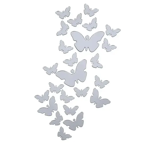 Дзеркальний декор Wall Sticker SW-00002521 акриловий самоклеючий Метелики 25 шт. срібло - фото 1