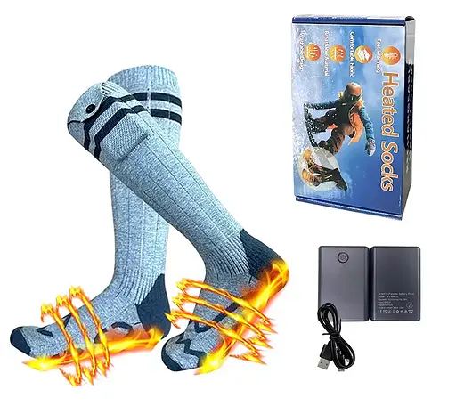 Шкарпетки з підігрівом ZBHSWZ07 з блоком живлення 5000mAh 38-44р. (Сірі)