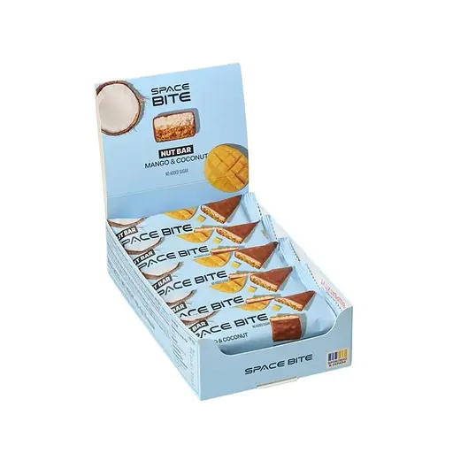 Блок батончиків Spacefood Space Bite Nut Bar, 10*40 грам - Кокос-манго - фото 1