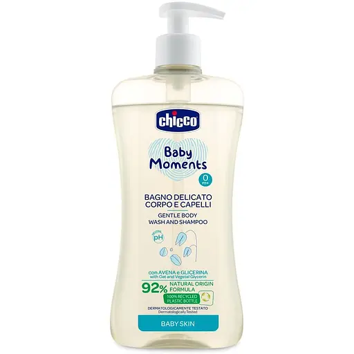 Гель-шампунь Chicco Baby Moments для тіла та волосся з екстрактом вівса, 500 мл (10594.00)