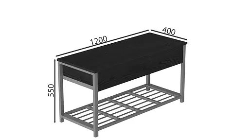 Банкетка з ящиком Дрейк 2 550x1200x400 метал Сірий ДСП Сосна Кембра 16мм FRD-103082 - фото 2