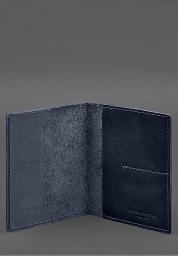 Кожаная обложка для военного билета с карманами 7.2 синий краст - фото 3