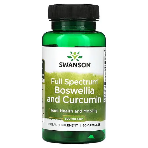 Босвелія та куркумін Swanson Full Spect Boswellia and Curcumin 60 caps (1086-100-37-4856184-20)