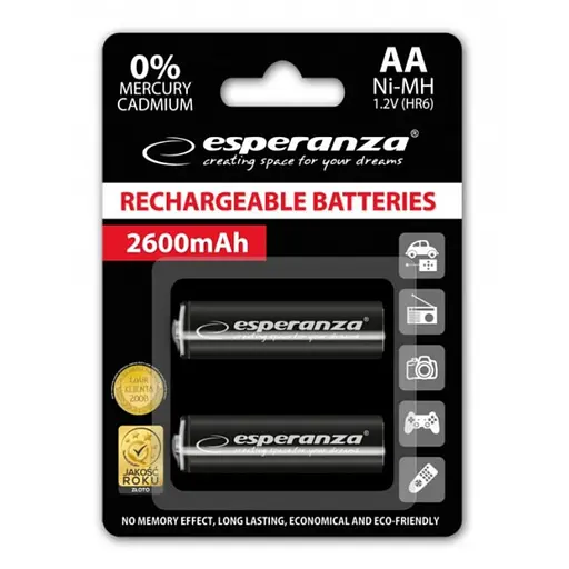 Акумулятор Esperanza Ni-MH AA 2600 mAh, 2шт EZA105 - фото 1