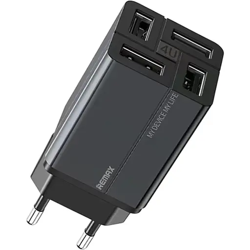 Сетевое зарядное устройство Remax RP-U43 Wanfu 3.4A 100-240V / 4USB EU Черный