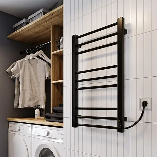 Електрична рушникосушарка Kosser Степ 800x500 EL ДСТ02EL, Чорний матовий, Ліве - фото 4