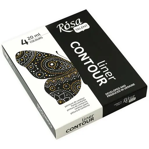 Набір контурів універсальних Rosa Talent класичні кольори та металіки 4х20 мл - фото 1