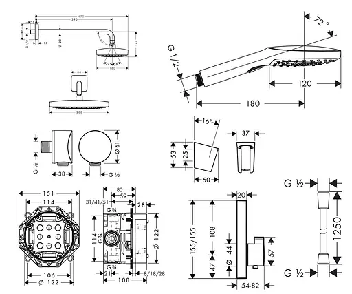 Душова система Hansgrohe Raindance Select E/ShowerSelect 27296000, Хром - фото 4