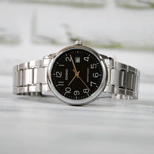 Японские кварцевые часы наручные мужские на стальном ремешке Casio MTP-V002D-1BUDF - фото 6