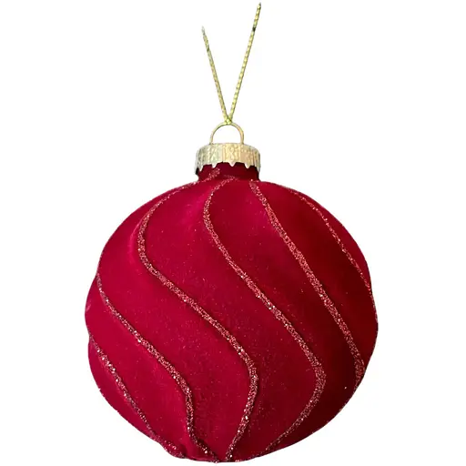Ялинкова кулька Chomik хвиля велюр 8 см червона (5900779882034_1)